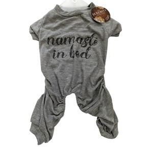 S Small Dog Puppy Pet Namaste in Bed Gray pajamas Sleepwear Petco